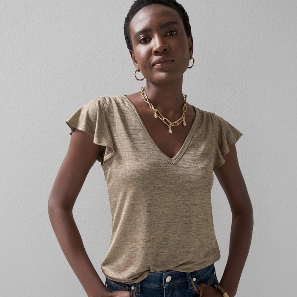 White House Black Market glamgetter tee in bronze marl size L NWT